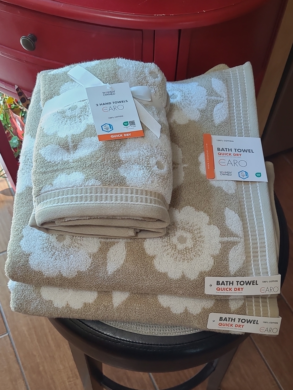 Caro Home Flowerfield Quick Dry Floral Bath Towel Set